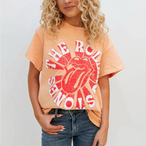 Fantastic Fawn Orange Graphic Band Tee The Rolling Stones Women’s Large Casual - Picture 1 of 6